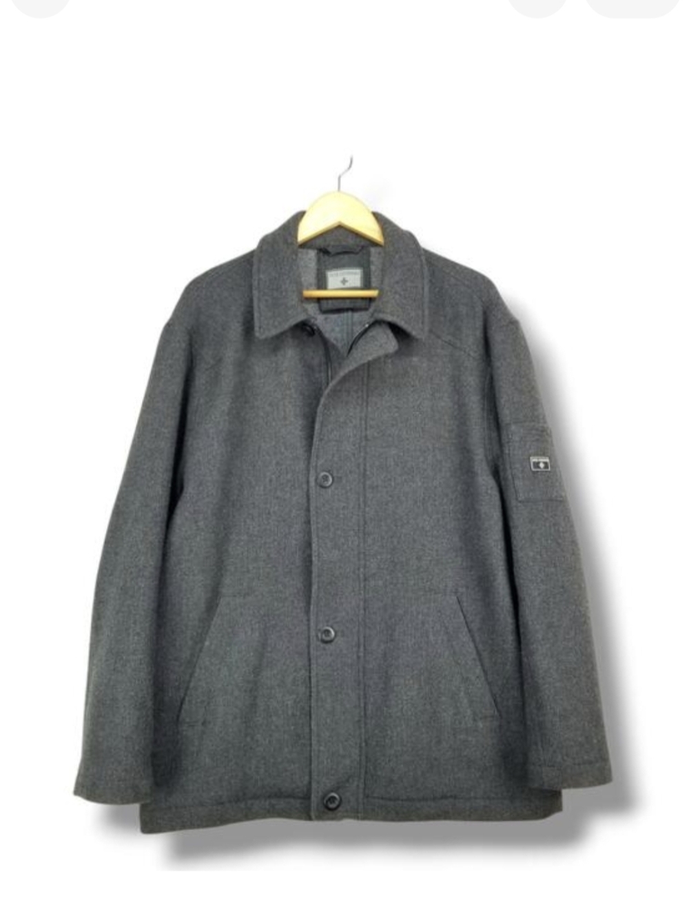 BKE Wool Coat Charcoal Gray Mens Large Buckle Brand‎